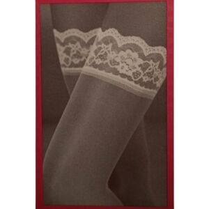 NWT ~ Vintage 90s White Lace Top Sheer Nylon Thigh Highs (Med/Tall)